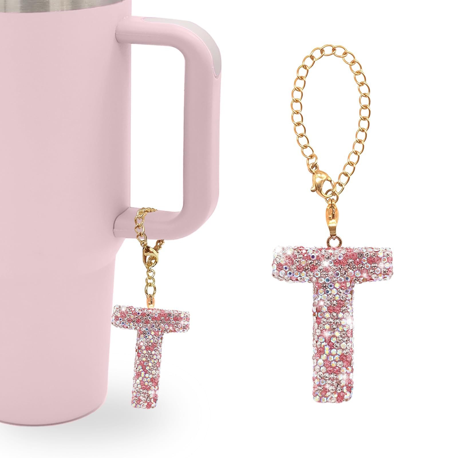 Wholesale Pink Diamond English Letter Water Cup Chain Pendant Cup Accessories